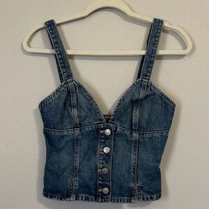 Zara Denim Button-Up Women's Tank Top